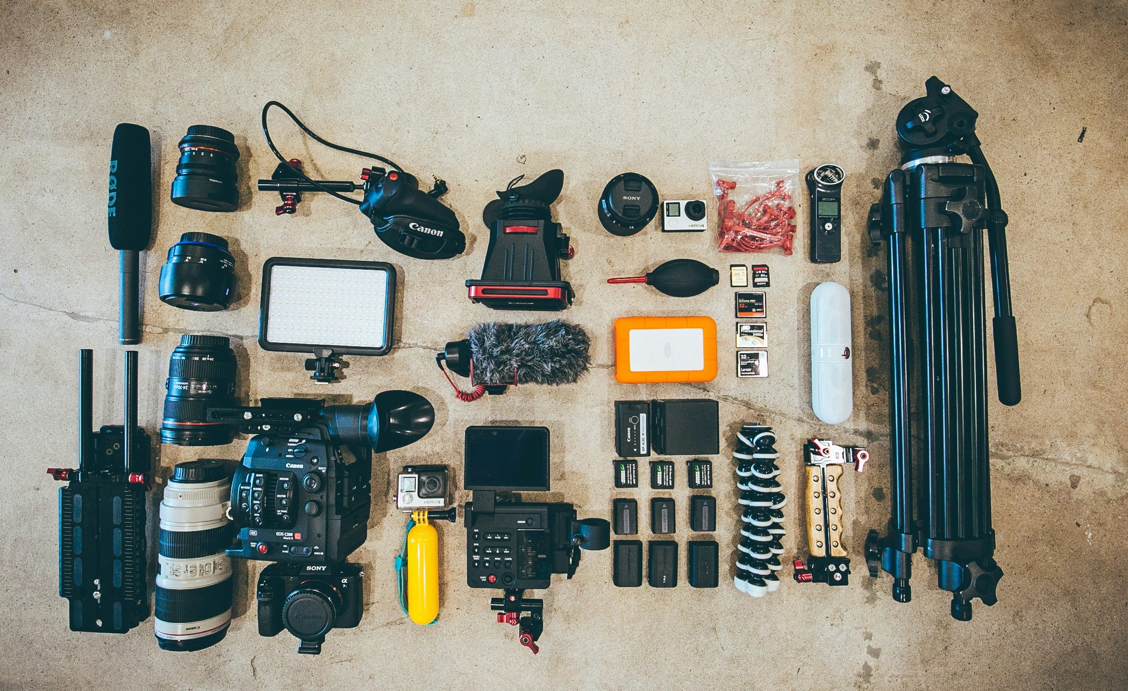 Kamera- und Handy-Equipment für Blogger. Stative, Objektive, Mikrofone, künstliches Licht, Gopro und viel mehr.